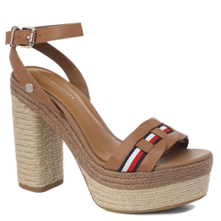 фото Женские эспадрильи tommy hilfiger th interlace high heel sandal цв. коричневый 41 eu