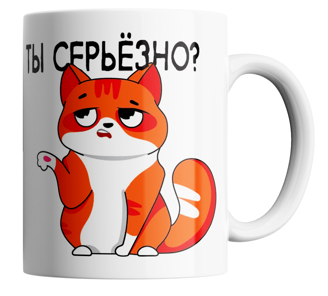 

Кружка с котиком ты серьёзно 330 мл, с прикольным принтом/с котиком/Ты серьёзно