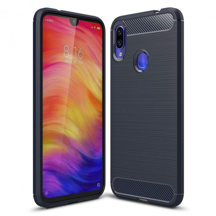 

Чехол силиконовый для Xiaomi Redmi Note 7 Carbon series синий, Xiaomi Redmi Note 7