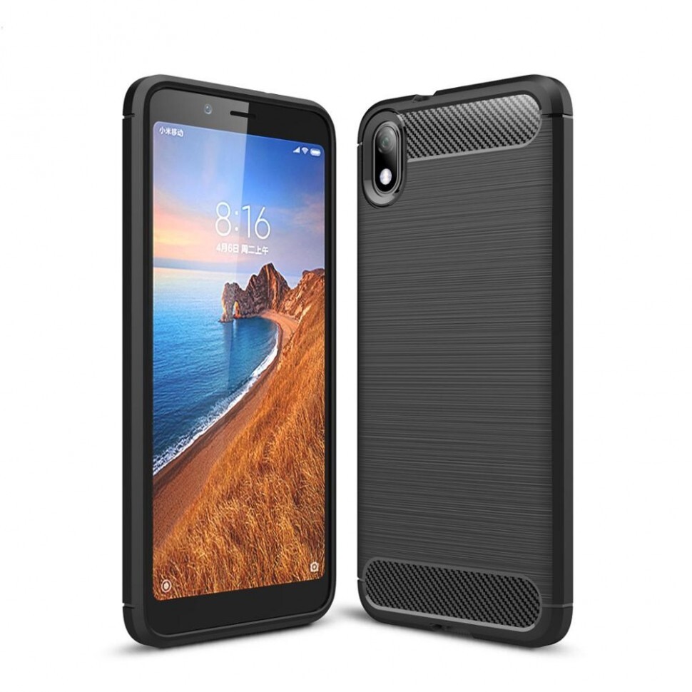 

Чехол силиконовый для Xiaomi Redmi 7A Carbon series черный, Xiaomi Redmi 7A