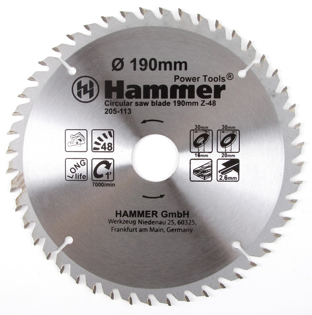 

Диски отрезные,пильные,шлифовальные Диск пильный Hammer Flex 205-113 CSB WD 190мм*48*30/20