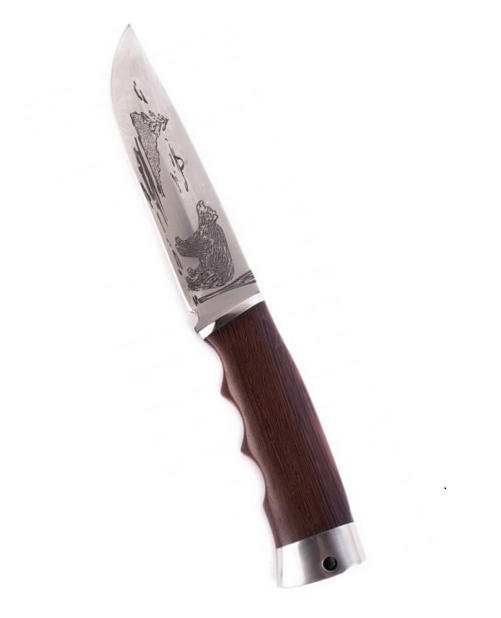 Туристический нож Pirat Бурый, длина клинка 15,0 см., ножны из кордура
