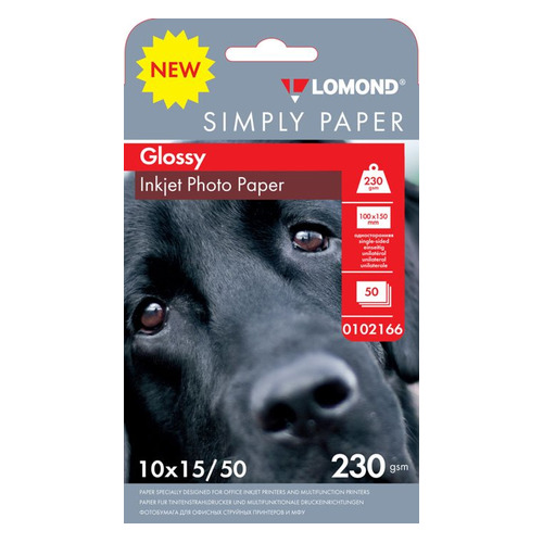 

Бумага Lomond Simply, 230г/м2, 50л, для струйной печати, белый, покрытие глянцевое