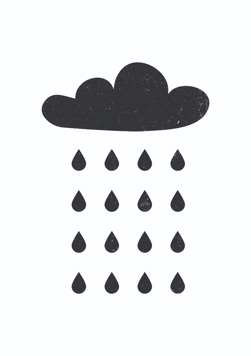 

Большой постер на стену Rain 40х50 см без рамы, MMRAINBW