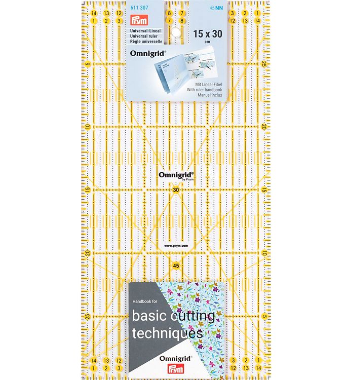 Универсальная линейка Omnigrid, пластик, 15x30 см, PRYM