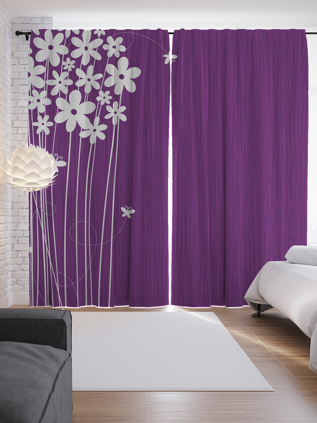 

Шторы JoyArty с фотопечатью "Цветочный салют" из сатена, 290х265 см, Цветочный салют