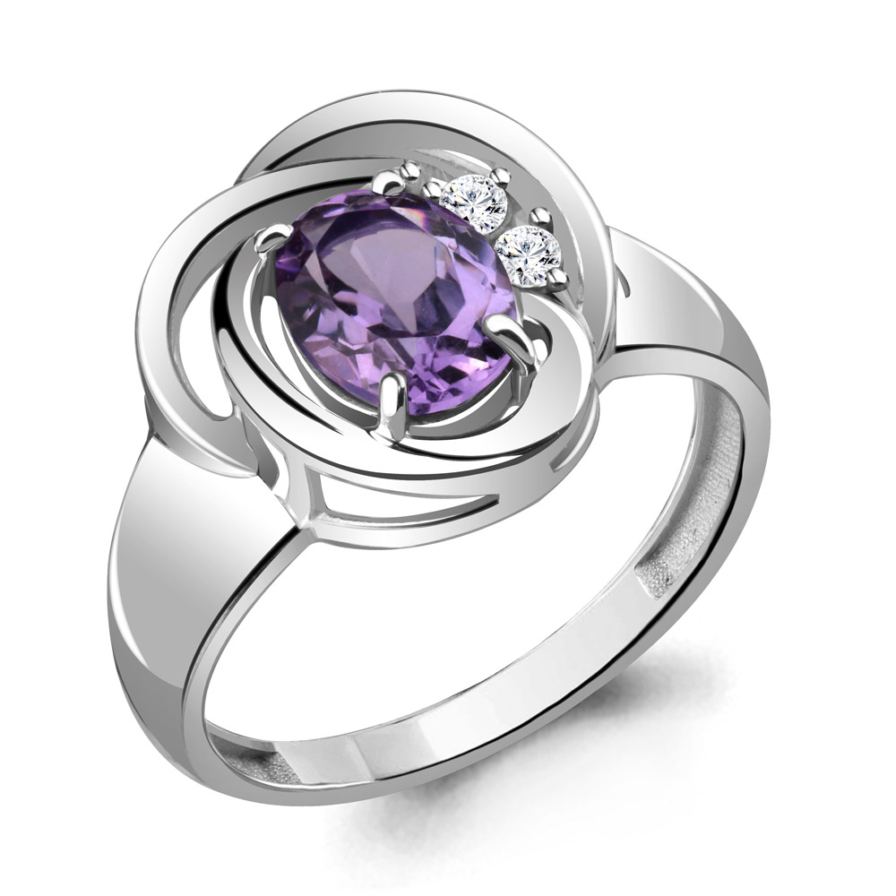 

Кольцо из серебра с аметистом/фианитом р., Aquamarine 6932004А, 6932004А_925_р