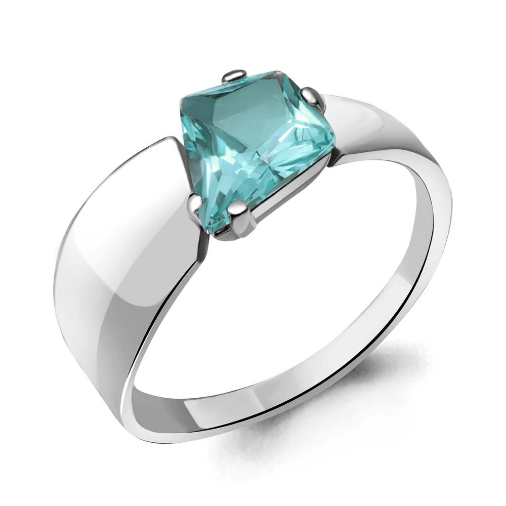 

Кольцо из серебра с турмалином искусственным р., Aquamarine 6965588, 6965588_925_р