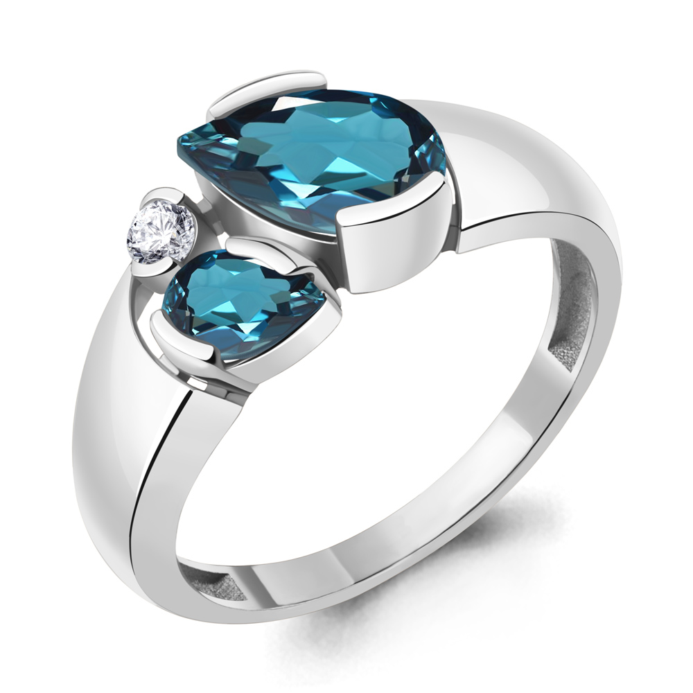 

Кольцо из серебра с топазом/фианитом р. Aquamarine 6966008А, 6966008А_925_р