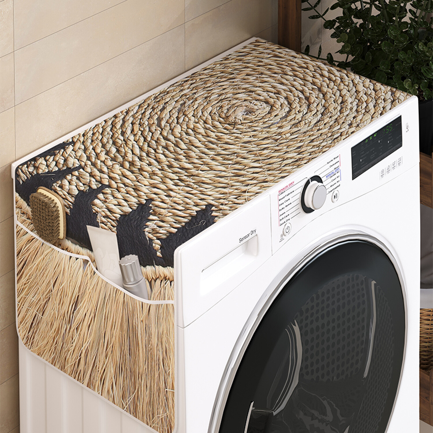 

Чехол накидка для стиральной машины Ambesonne с рисунком 35 на 120, Соломенное покрывало