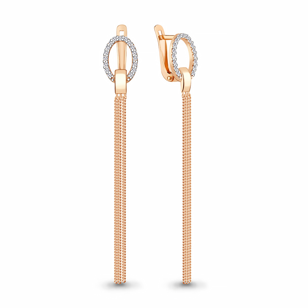 

Серьги подвески из красного золота с фианитом Aquamarine 49180А, 49180А_585_кз