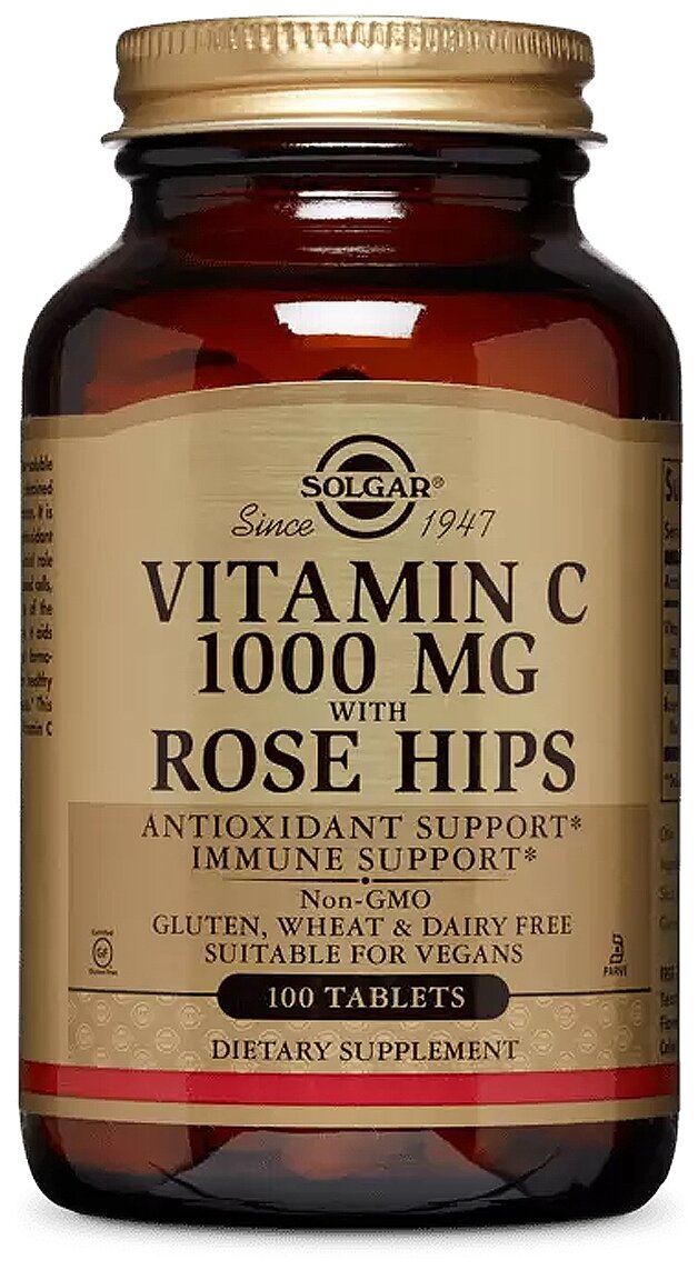 

Витамин С с плодами шиповника SOLGAR Vitamin C With Rose Hips 1000 мг таблетки 100 шт.
