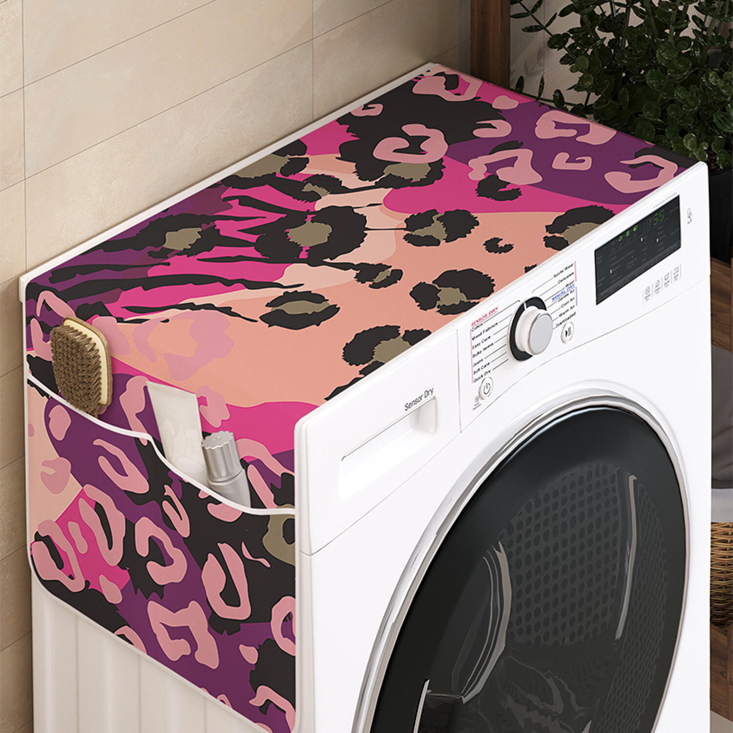 

Чехол накидка для стиральной машины Ambesonne с рисунком 35 на 120, Пятна леопарда на ярком фоне