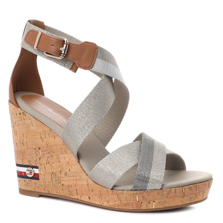 фото Женские босоножки tommy hilfiger corporate th high wedge sandal цв. светло-бежевый 39 eu