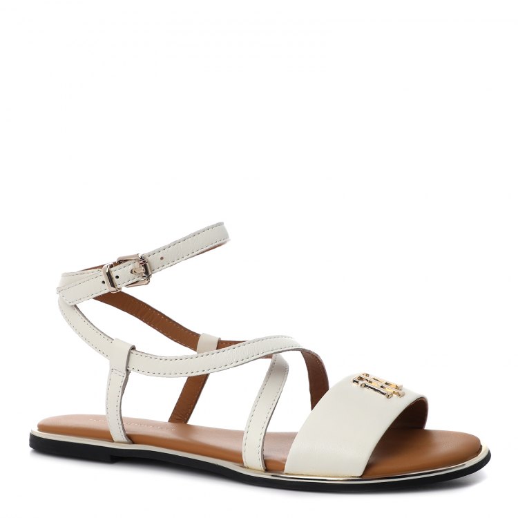 фото Женские сандалии tommy hilfiger th hardware flat sandal fw0fw05021 цв. молочно-белый 40 eu