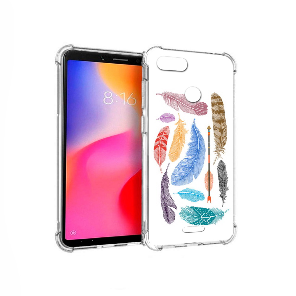 

Чехол MyPads Tocco для Xiaomi Redmi 6 разноцветные перья (PT113762.304.572), Прозрачный, Tocco