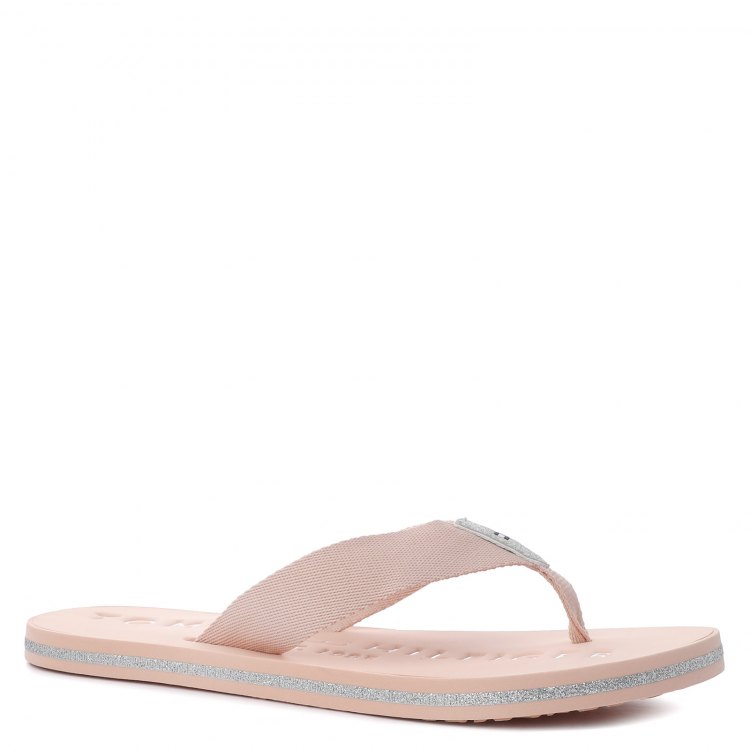 фото Женские сланцы tommy hilfiger th glitter flat beach sandal цв. светло-розовый 38 eu