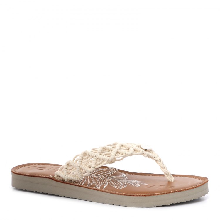 фото Женские сланцы tommy hilfiger tropical leather beach sandal fw0fw04985 цв. белый 37 eu