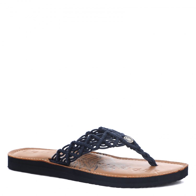 фото Женские сланцы tommy hilfiger tropical leather beach sandal цв. темно-синий 36 eu