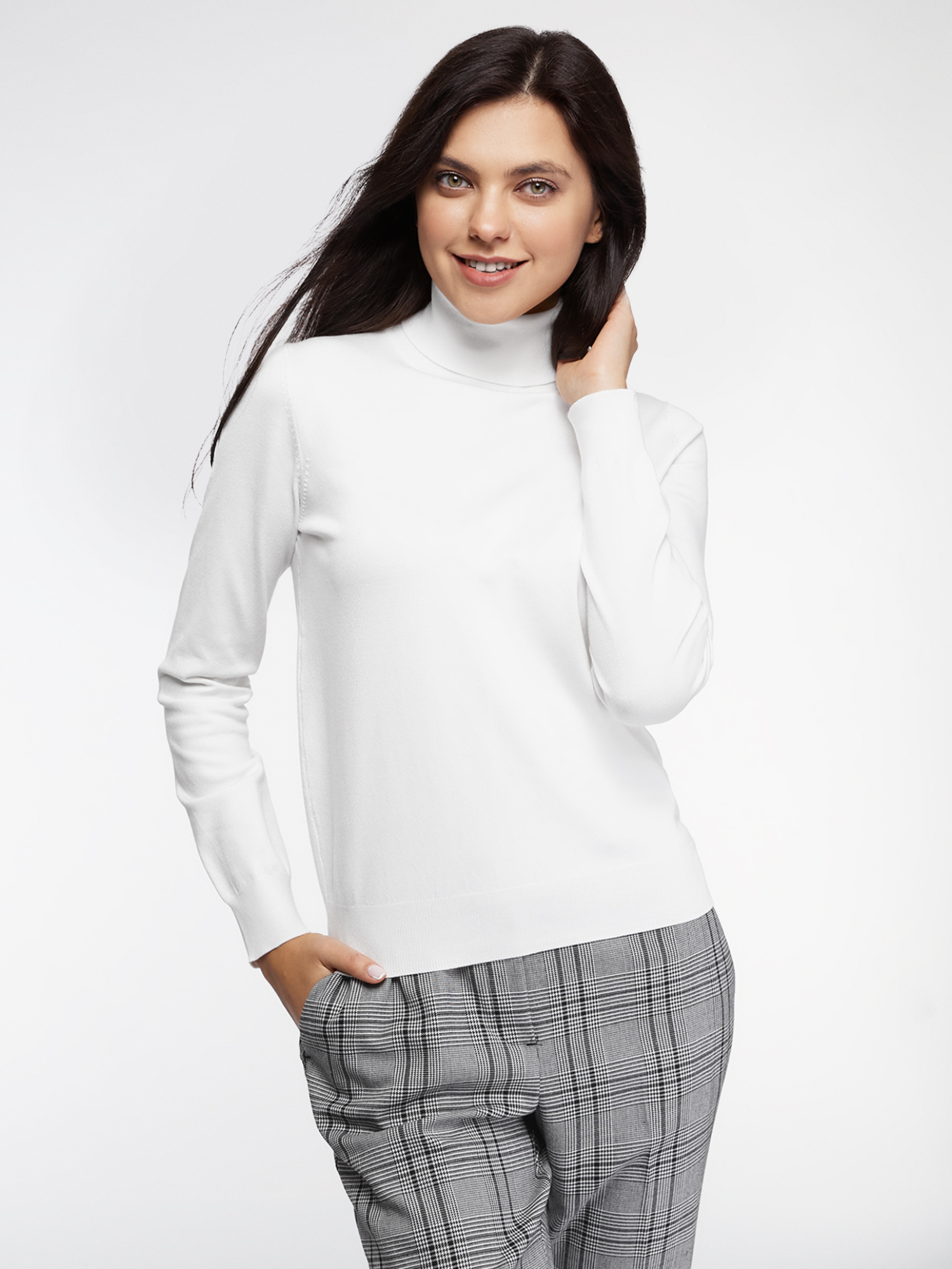 

Водолазка женская oodji 74412005-5B белая XS, Белый, 74412005-5B
