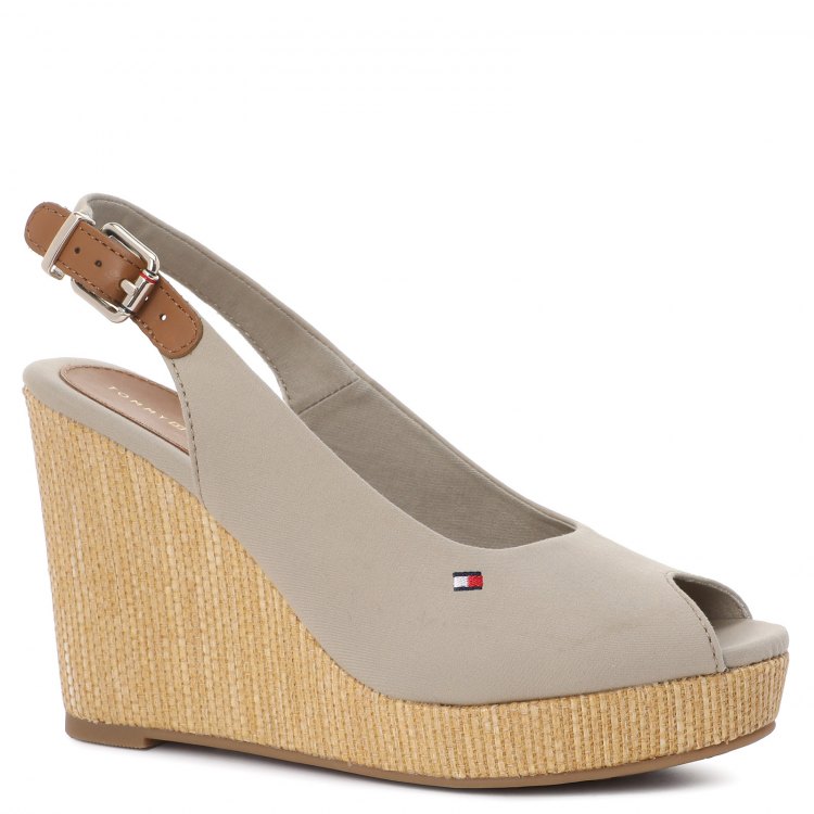 фото Женские босоножки tommy hilfiger iconic elena sling back wedge цв. серо-бежевый 36 eu