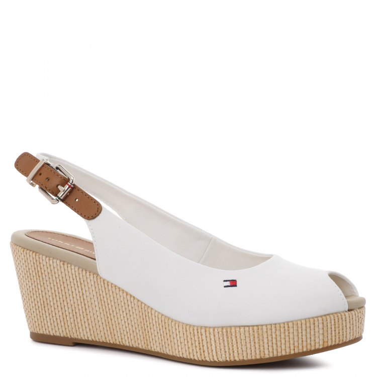 фото Женские босоножки tommy hilfiger iconic elba sling back wedge цв. бело-серый 37 eu