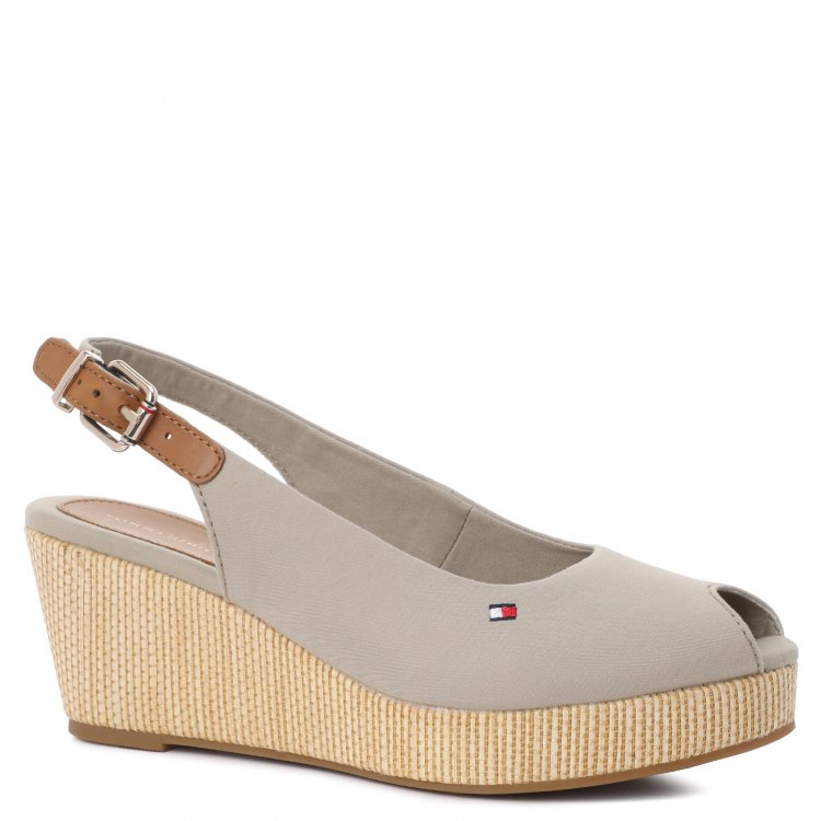 фото Женские босоножки tommy hilfiger iconic elba sling back wedge цв. серо-бежевый 36 eu