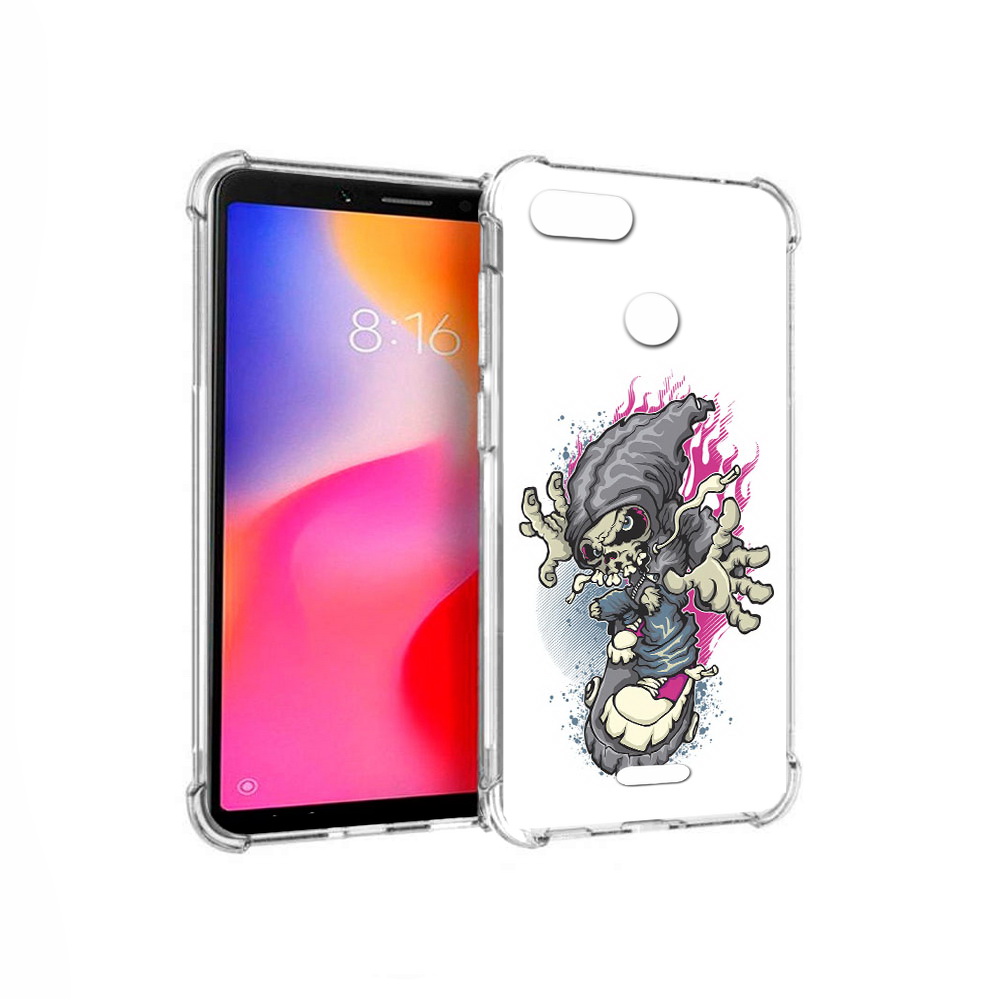 

Чехол MyPads Tocco для Xiaomi Redmi 6 нарисованный скелет на скейт борде, Прозрачный, Tocco