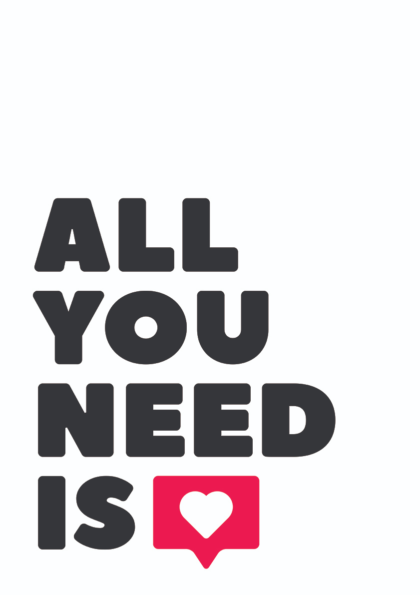 

Большой постер на стену All You Need Is Love 60х90 см без рамы, MMALLYOUNEED