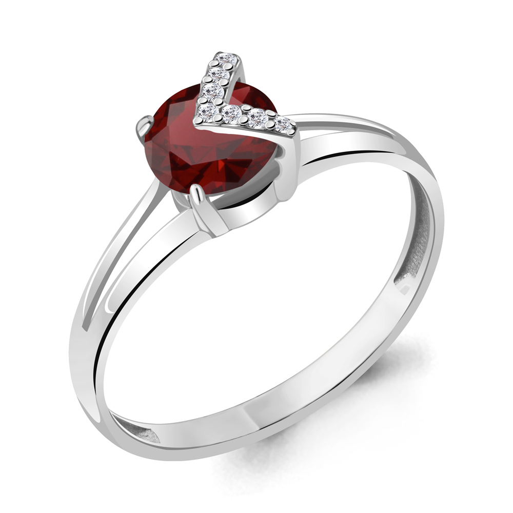 

Кольцо из серебра с гранатом/фианитом р., Aquamarine 6941803А, 6941803А_925_р