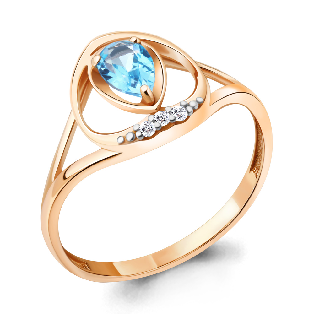 

Кольцо из серебра с топазом/фианитом р., Aquamarine 6946505А, 6946505А_925_з