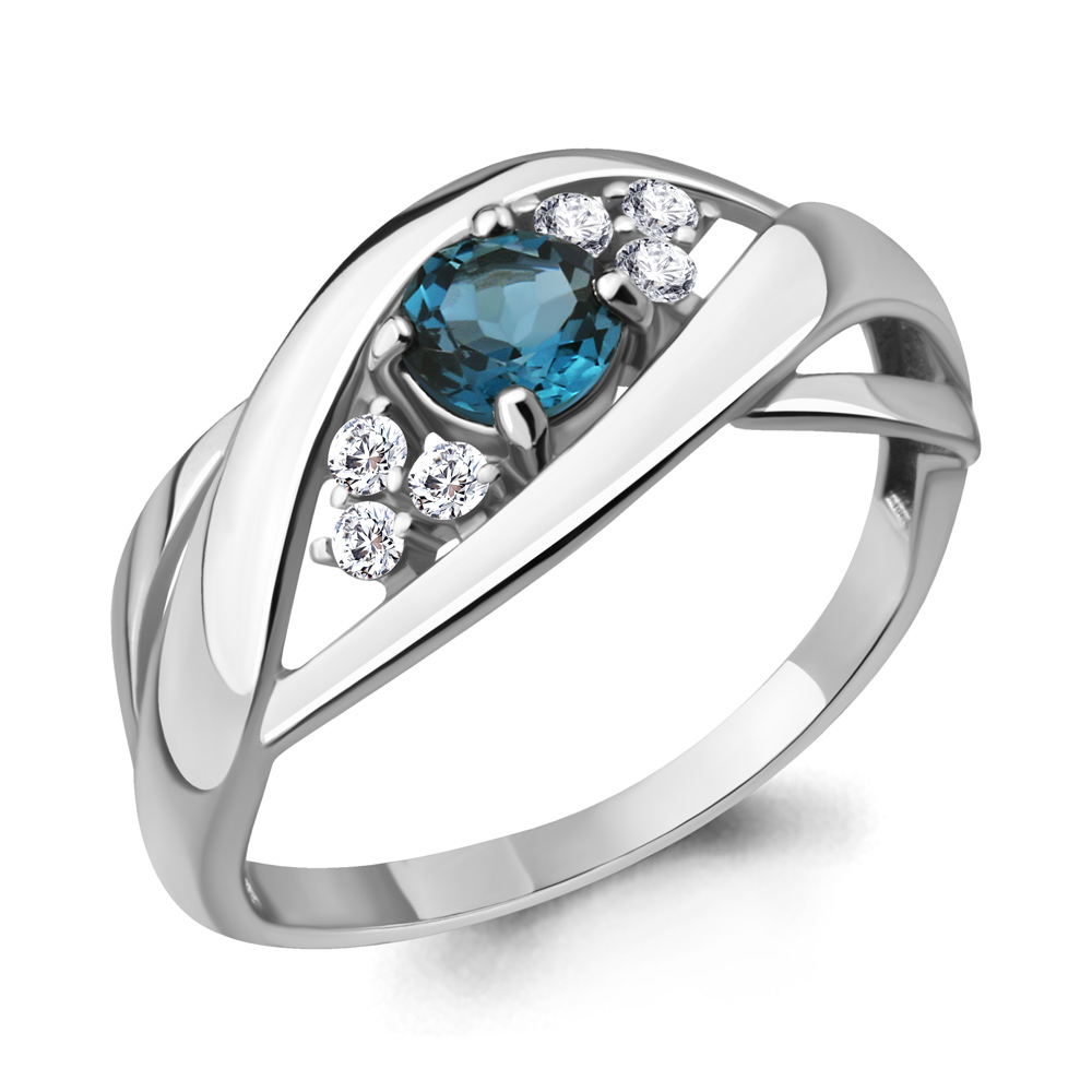 

Кольцо из серебра с топазом/фианитом р., Aquamarine 6582708А, 6582708А_925_р