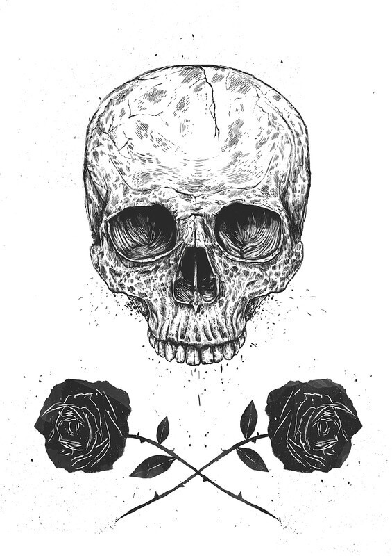 

Большой постер на стену Skull N' Roses 50х70 см без рамы, BSSKNRO