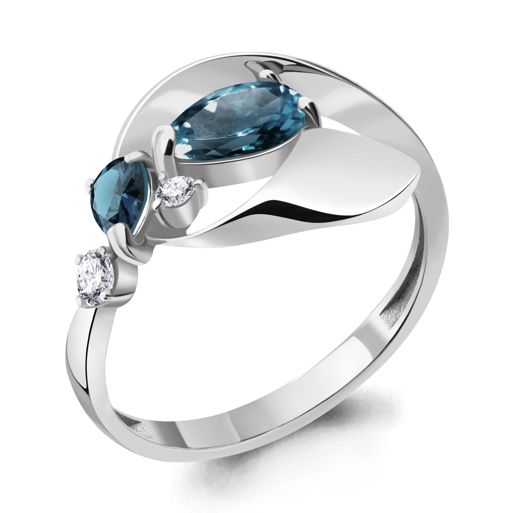 

Кольцо из серебра с топазом/фианитом р. Aquamarine 6954108А, 6954108А_925_р