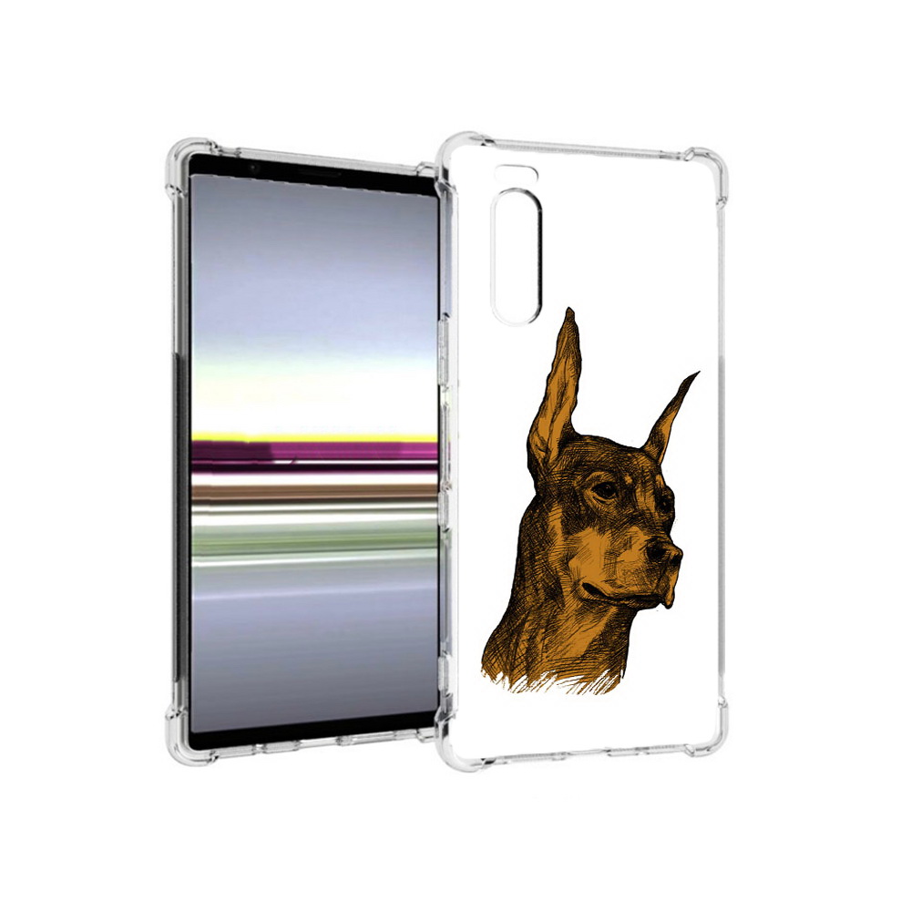 

Чехол MyPads Tocco для Sony Xperia 5 скетч доберман (PT139963.234.605), Прозрачный, Tocco