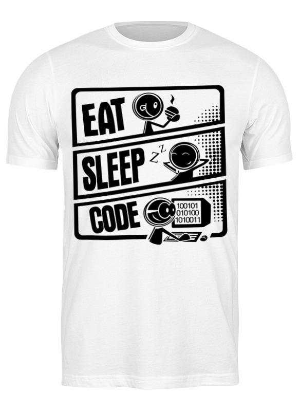 

Футболка мужская Printio Eat, sleep, code белая XL, Белый, Eat, sleep, code