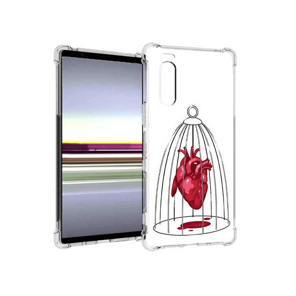 

Чехол MyPads Tocco для Sony Xperia 5 сердце в клетке (PT139963.234.597), Прозрачный, Tocco
