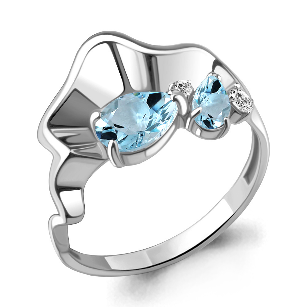 

Кольцо из серебра с топазом/фианитом р. Aquamarine 6949302А, 6949302А_925_р