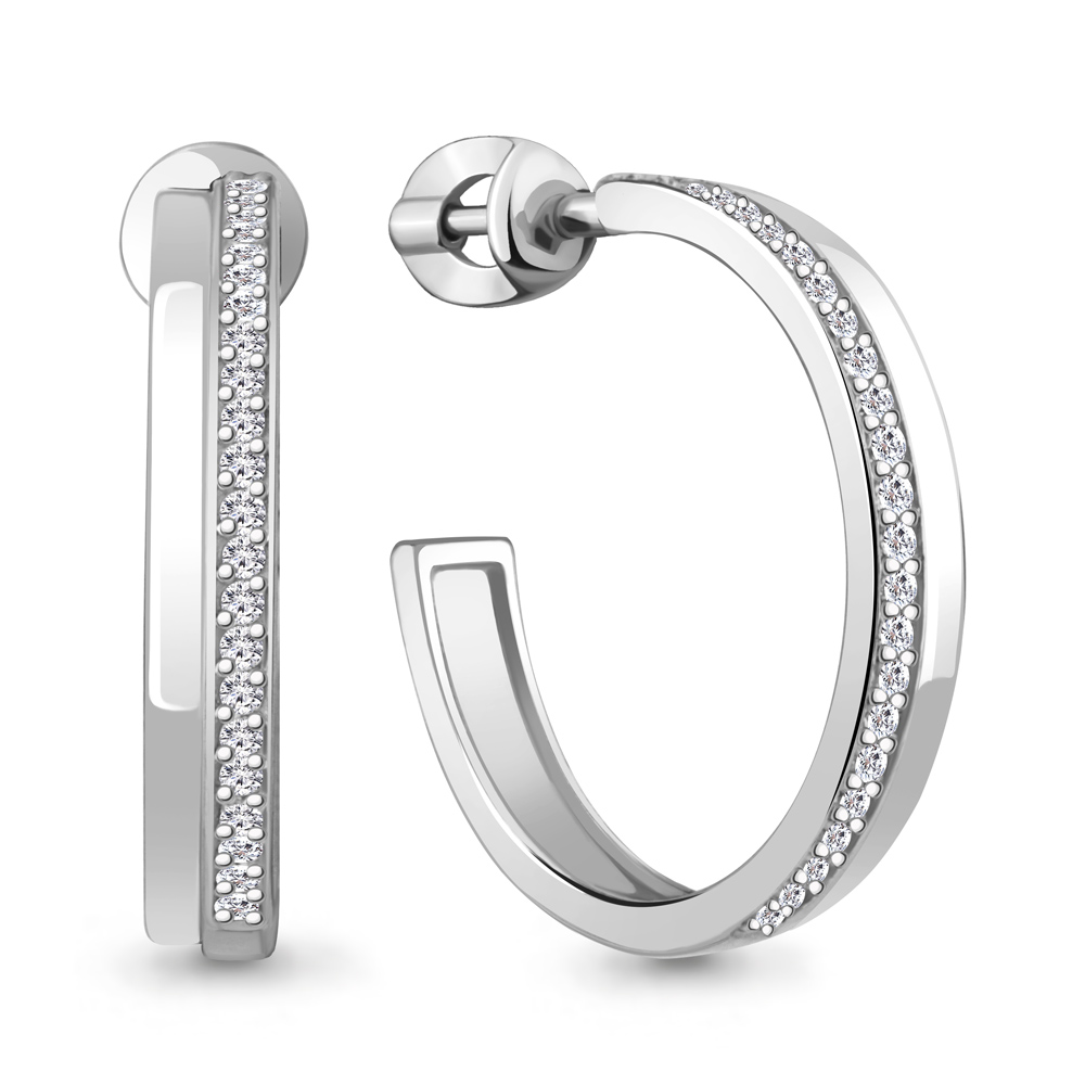 

Серьги конго из белого золота с бриллиантом Aquamarine 942879, 942879_585_бз