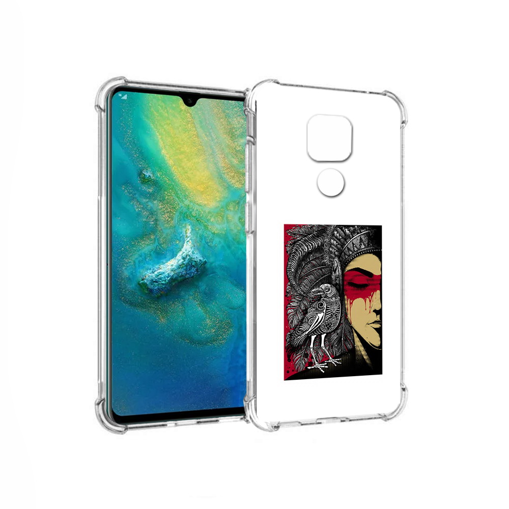 

Чехол MyPads Tocco для Huawei Mate 20x девушка с вороном в абстракции (PT124578.30.311), Прозрачный, Tocco