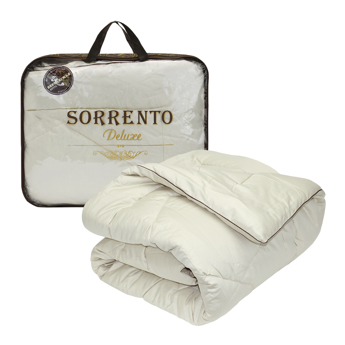 Одеяло Sorrento Deluxe Верблюжья евро 200x215 шерсть классика сатин