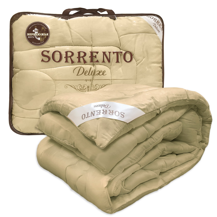 Одеяло классическое Верблюжья шерсть евро 200х215 см Sorrento Deluxe, чехол - сатин