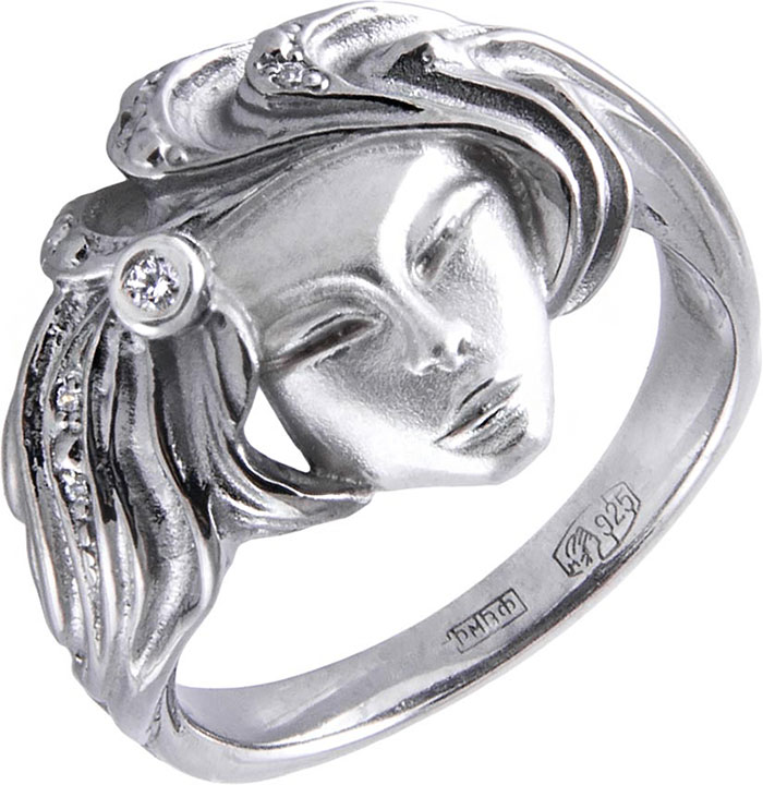 Кольцо из серебра р. 17,5 Альдзена K-25041, фианит Swarovski