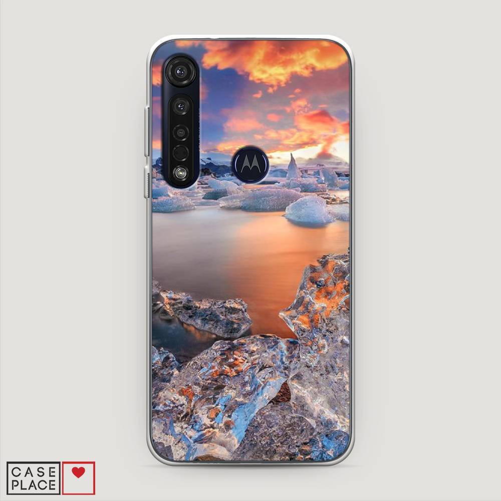 

Чехол на Motorola Moto G8 Plus "Ледники", Синий;оранжевый, 241450-2