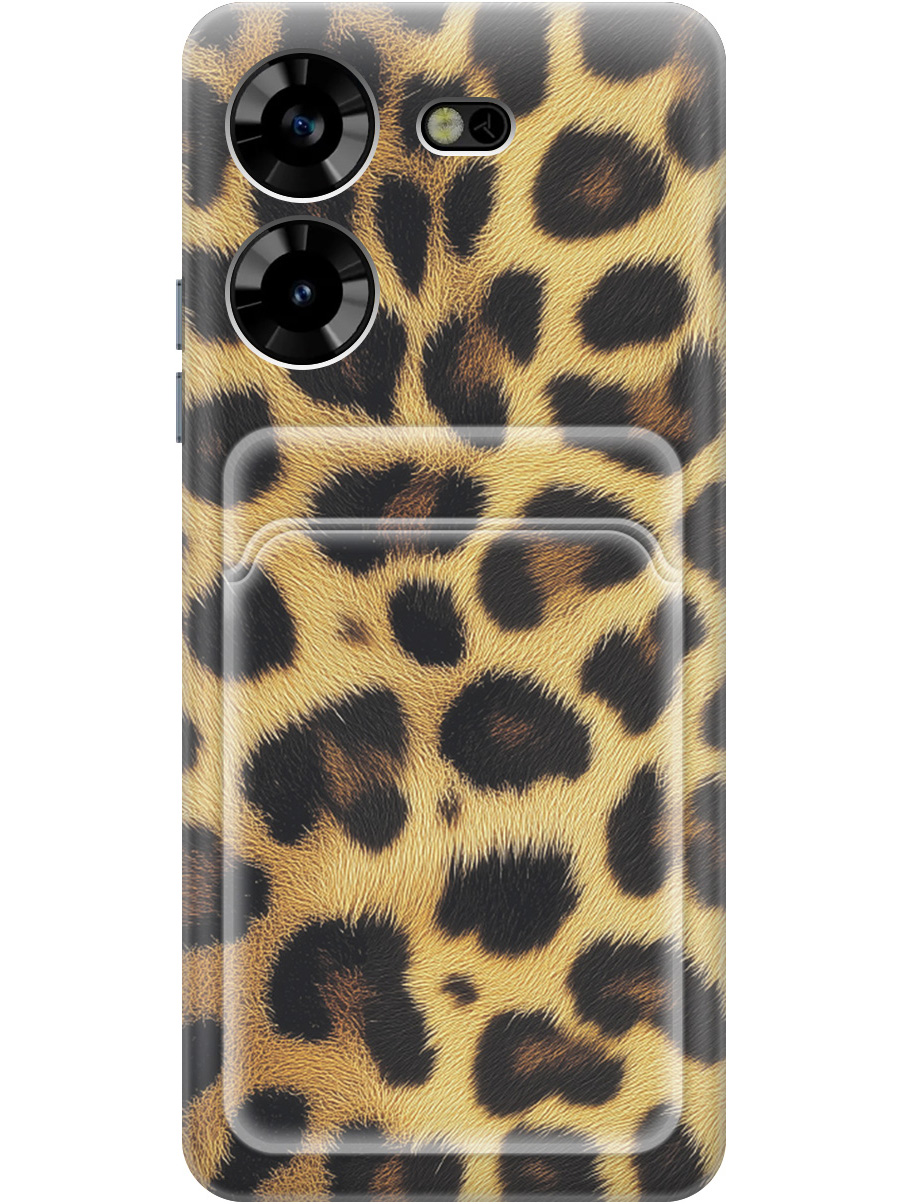 

Силиконовый чехол на Tecno Pova 5 с принтом "Леопардовый паттерн" с карманом для карты, Прозрачный;желтый;черный, 772627532