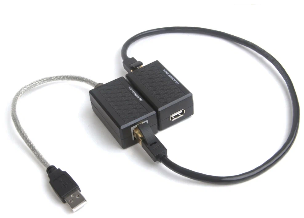 

GCR Удлинитель USB по витой паре, передатчик AM+RJ45, приемник RJ45+AF+DC для питания