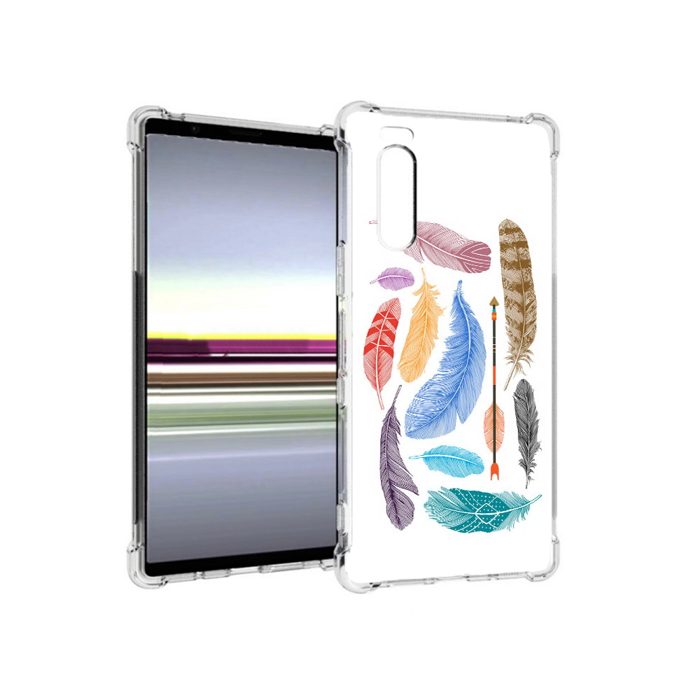 

Чехол MyPads Tocco для Sony Xperia 5 разноцветные перья (PT139963.234.572), Прозрачный, Tocco
