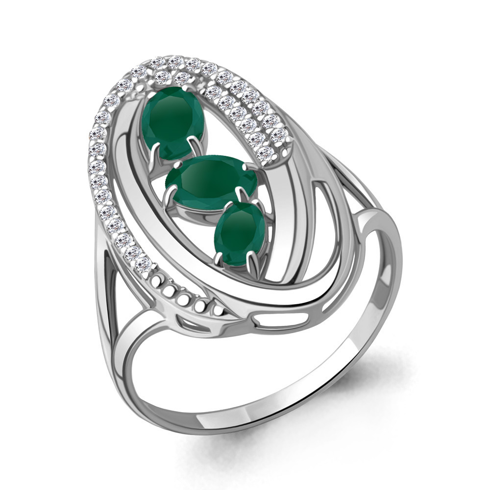 

Кольцо из серебра с агатом/фианитом р., Aquamarine 6970209А, 6970209А_925_р
