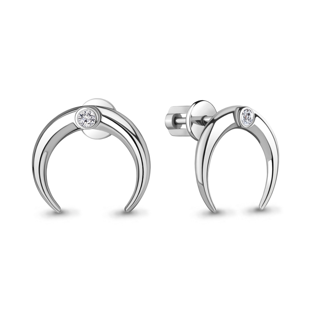 

Серьги-пусеты из белого золота с бриллиантом Aquamarine 942845, 942845_585_бз
