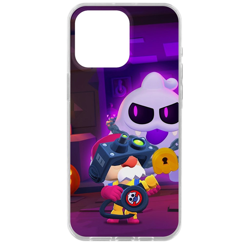 

Чехол-накладка Case Brawl Stars-Охотник за Скуиками Гэйл для iPhone 15 Pro Max, Прозрачный